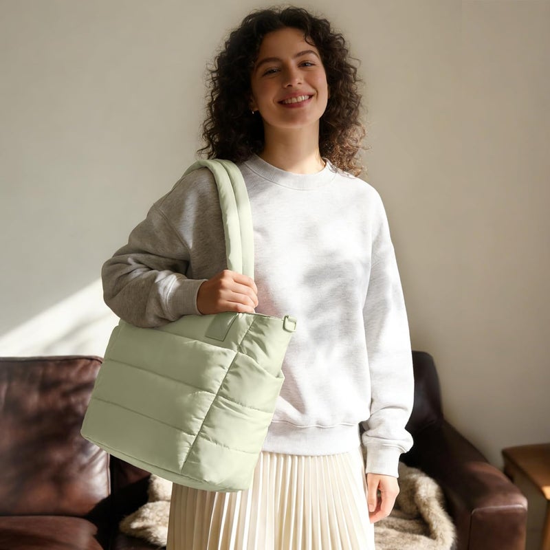 GASSDA Tote Bag for Women Puffer Tote Bag Large Nurse Bags Shoulder Handbag with Zipper for Work Travel - Image 2